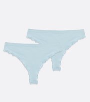 ONLY 2 Pack Pale Blue Seamless Frill Thongs